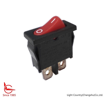 Tajwan Mały chwilowy przełącznik kołyskowy, R6-1, 21*10mm, czerwony przycisk, SPST, 6A 250V