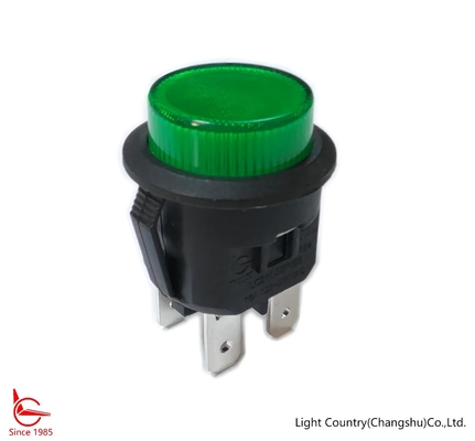 Fabrycznie podświetlany przełącznik przyciskowy, Φ20, SPST, ON-OFF, zielony przycisk, 16A 250V