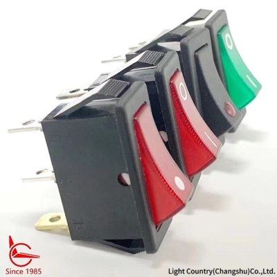 LC R4 Rocker Switch ON-OFF 33*15mm Zielony oświetlony 16A 250V UL VDE
